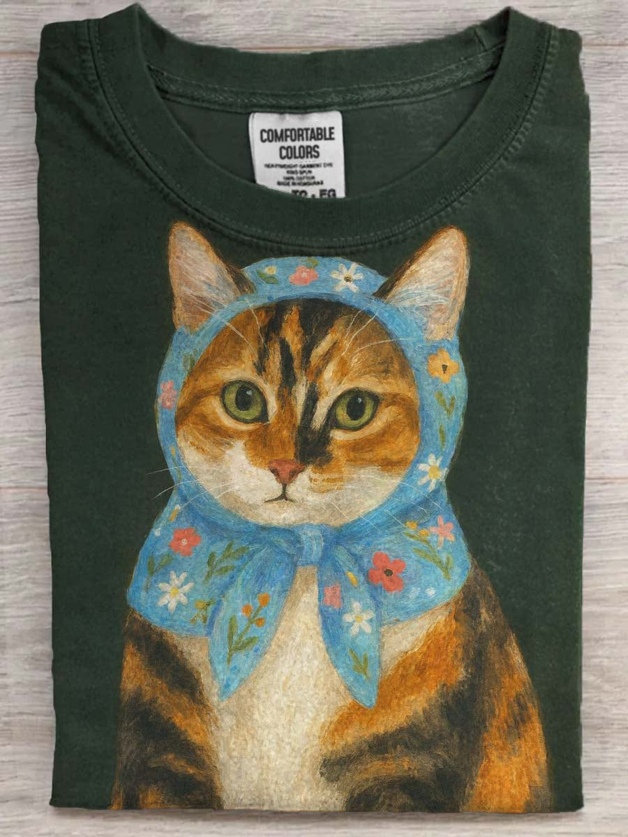 Cute Cat Print Casual Short-Sleeve T-Shirt