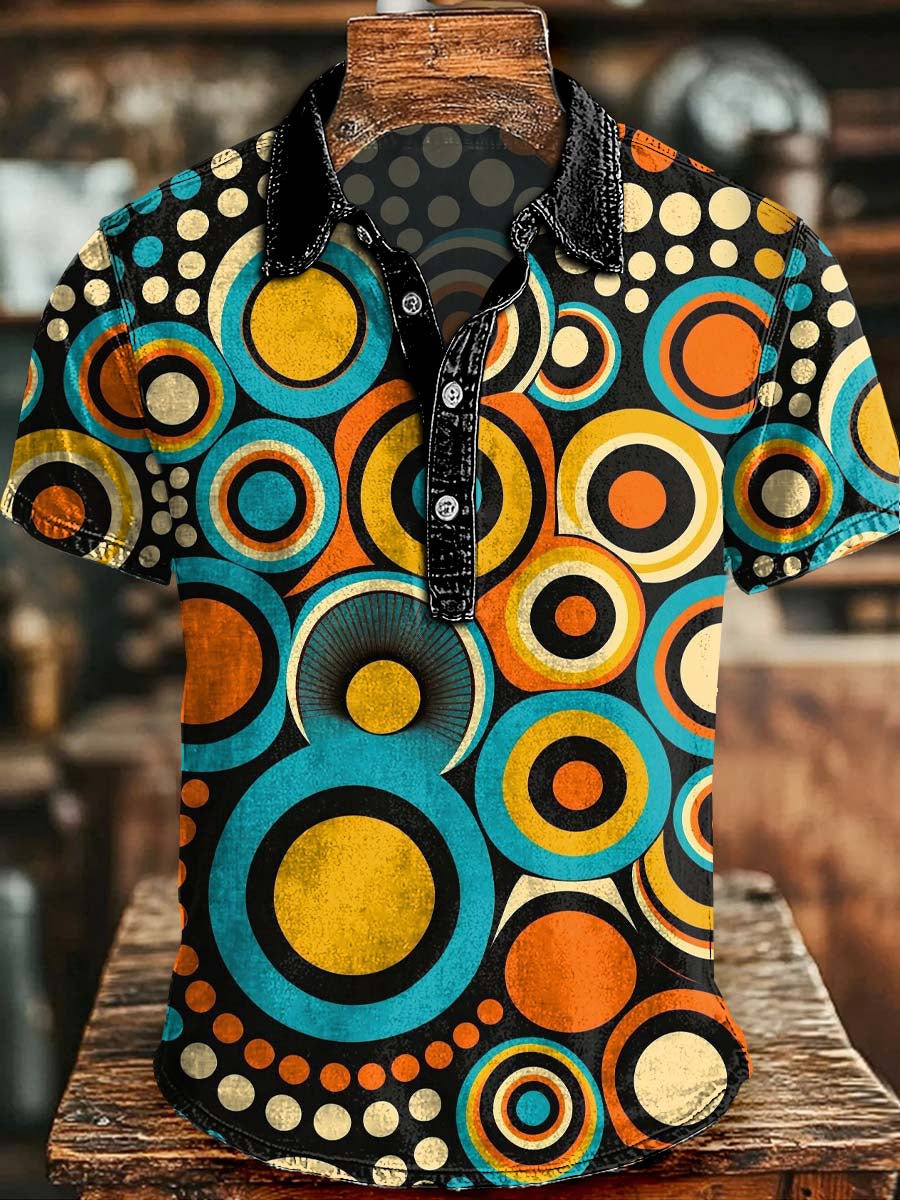 Abstract Pop Art Print Casual Short-Sleeve Polo Shirt