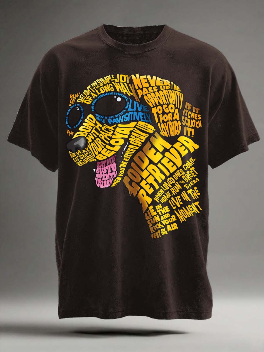 Abstract Funny Dog Print Casual Short-Sleeve T-Shirt