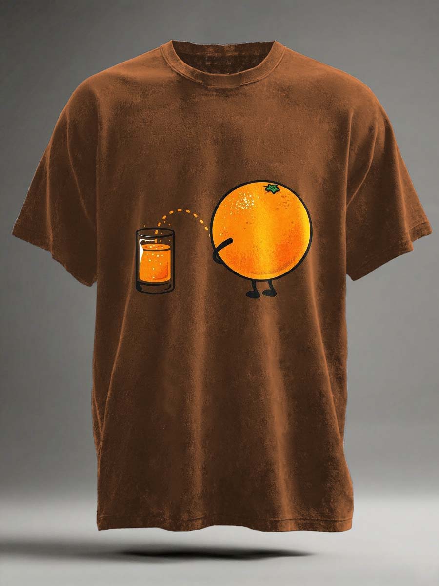 Funny Orange Print Casual Short-Sleeve T-Shirt