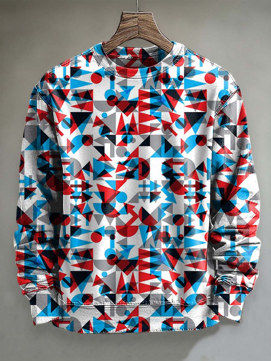 Abstract Geometric Print Casual Crewneck Sweatshirt
