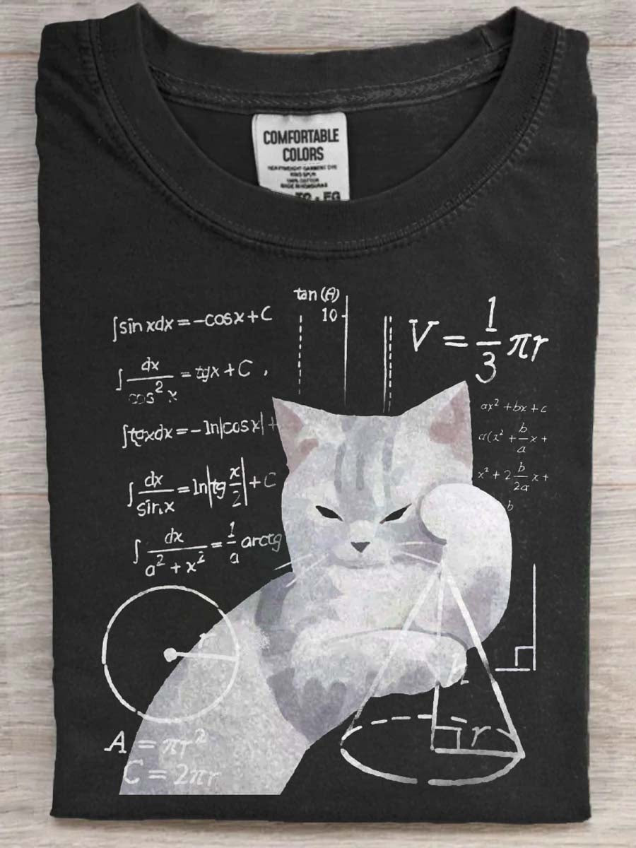 Funny Cat Print Casual Short-Sleeve T-Shirt