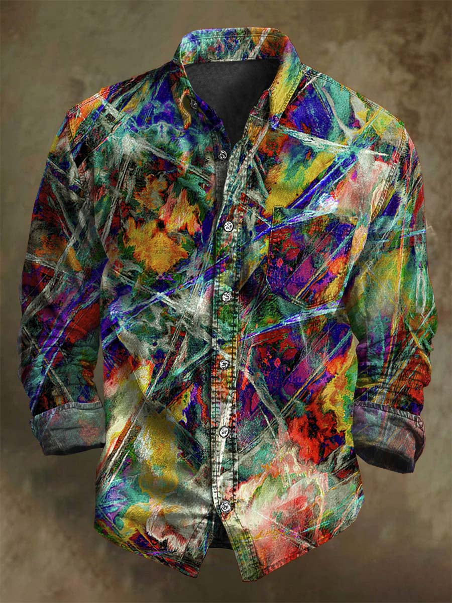 Abstract Art Print Casual Long-Sleeve Shirt
