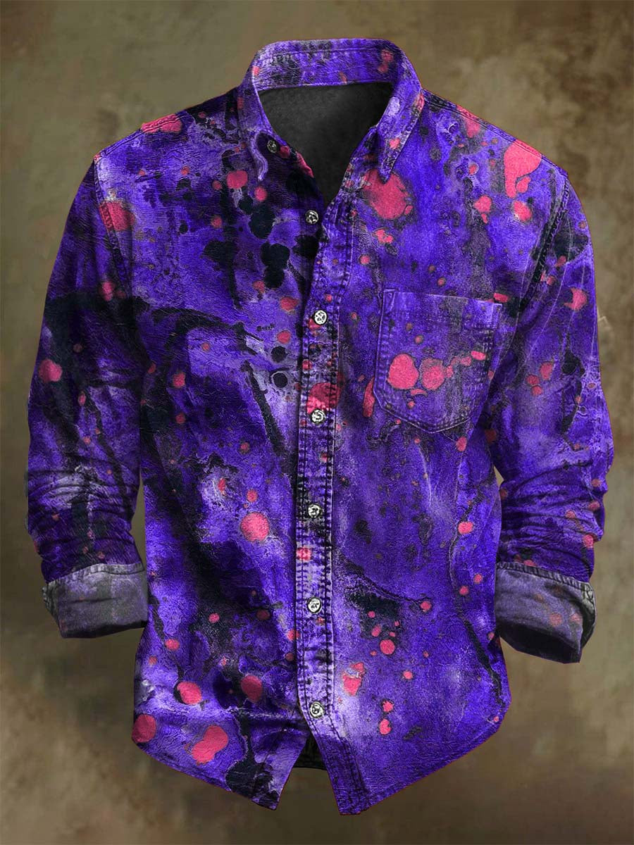 Abstract Fluid Art Print Casual Long-Sleeve Shirt