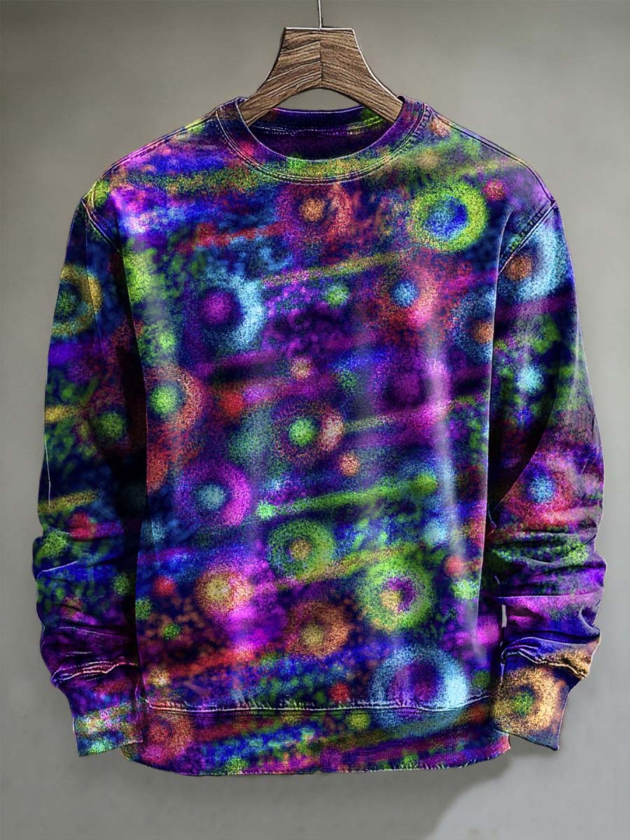 Colorful Abstract Psychedelic Circle Print Casual Crewneck Sweatshirt