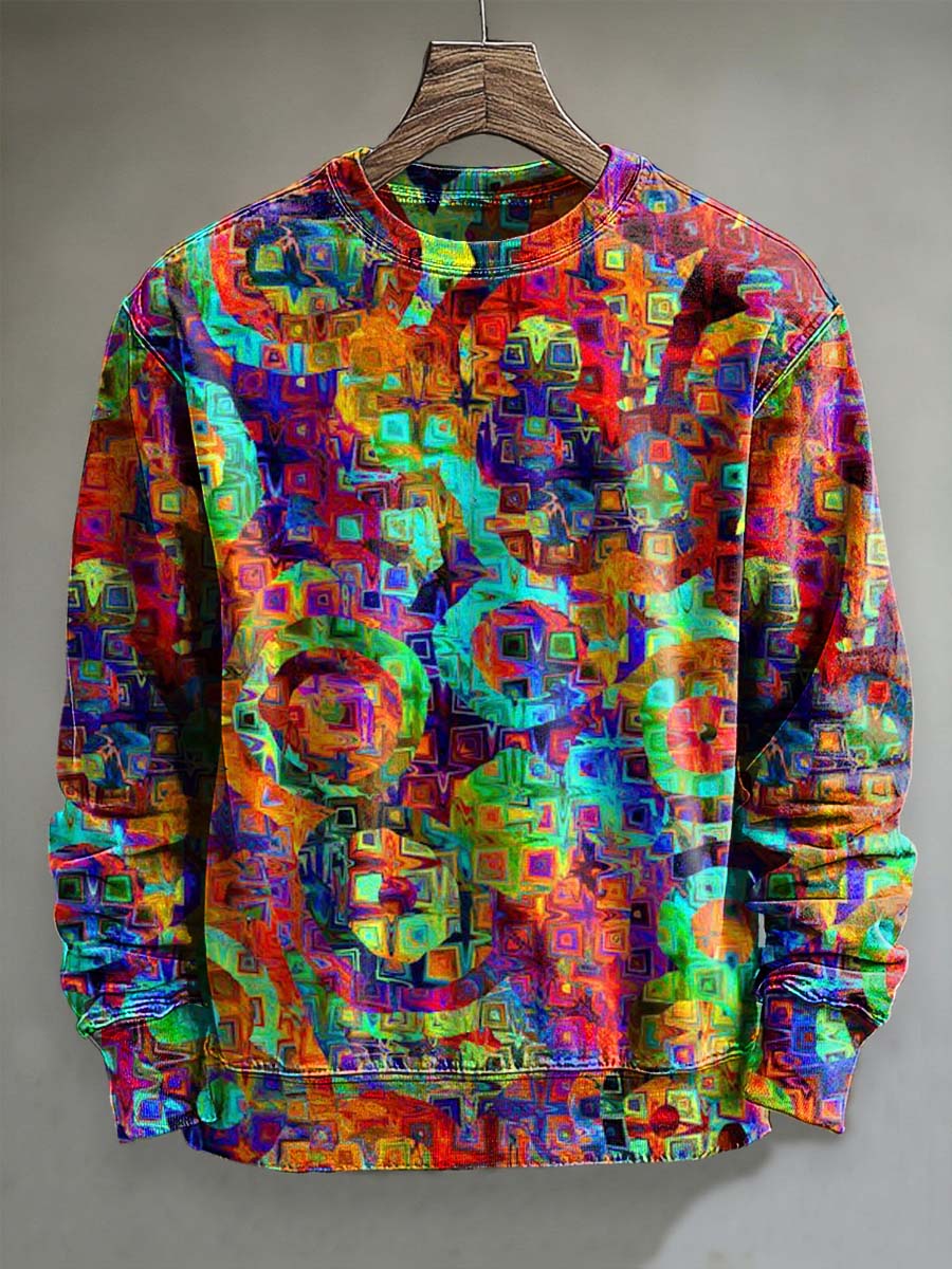 Abstract Polka Dot Print Casual Crew Neck Sweatshirt