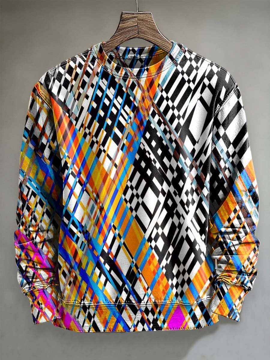 Abstract Line Print Casual Crewneck Sweatshirt