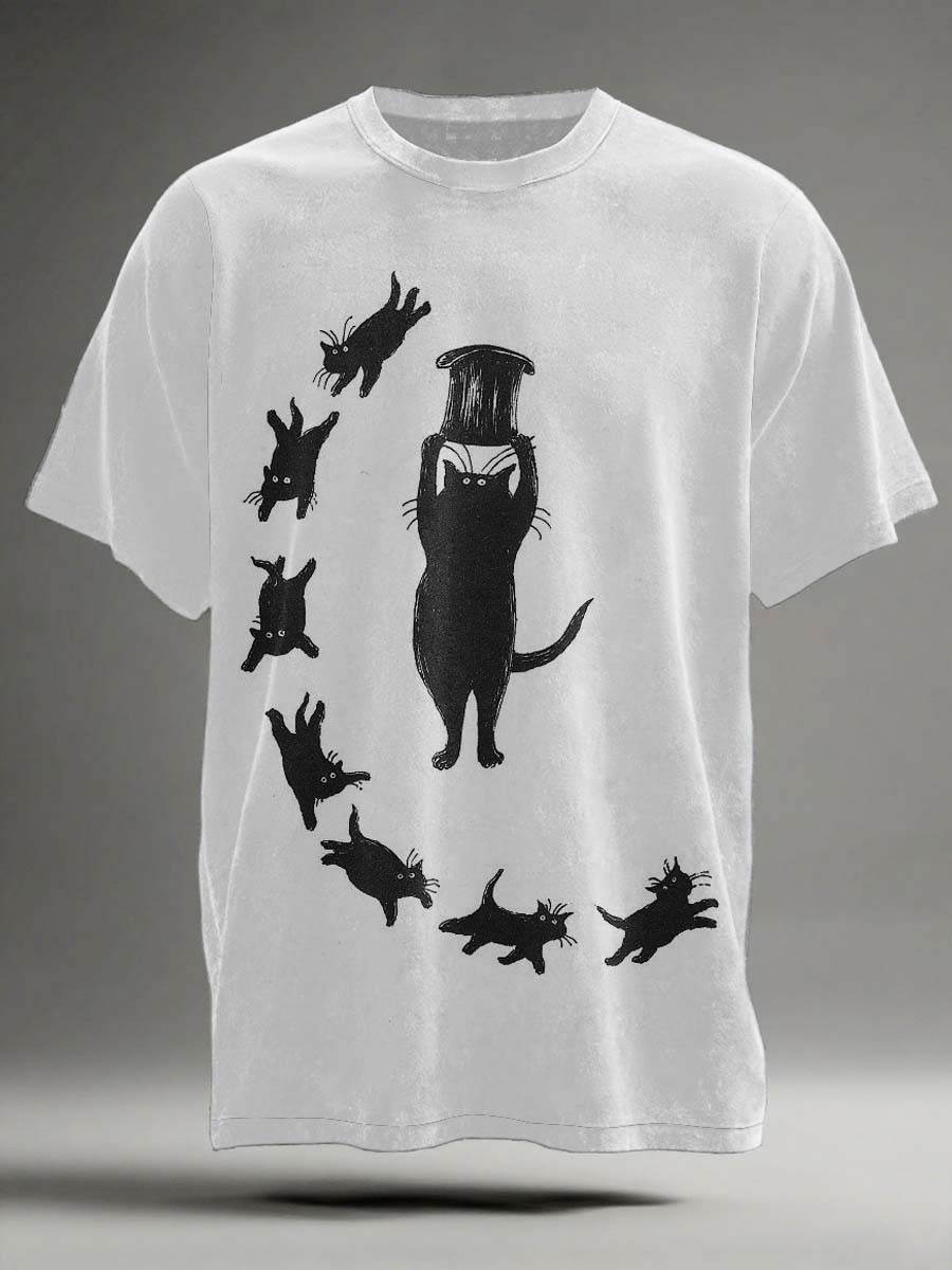Funny Cat Print Casual Short-Sleeve T-Shirt