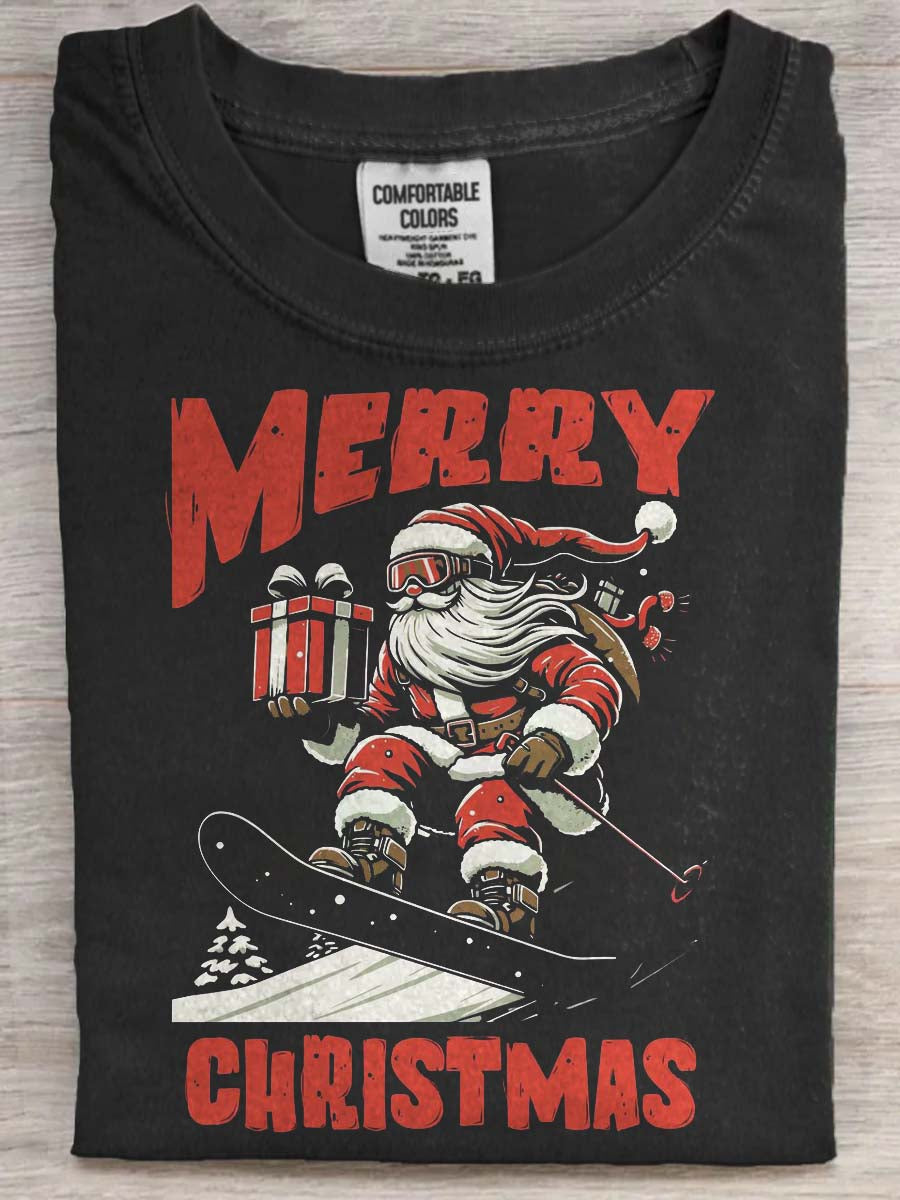 Santa Claus Print Casual Short-Sleeve T-Shirt