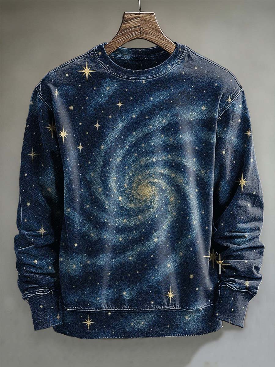 Abstract Galaxy Swirl Print Casual Crewneck Sweatshirt