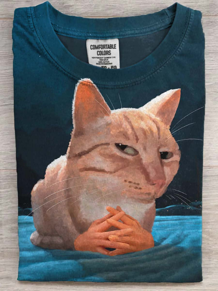 Funny Cat Print Casual Short-Sleeve T-Shirt