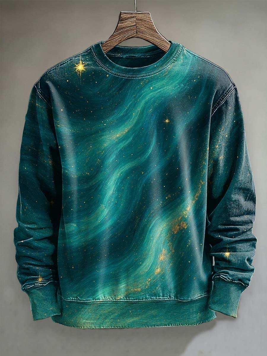 Starry Sky Sand Print Casual Crewneck Sweatshirt