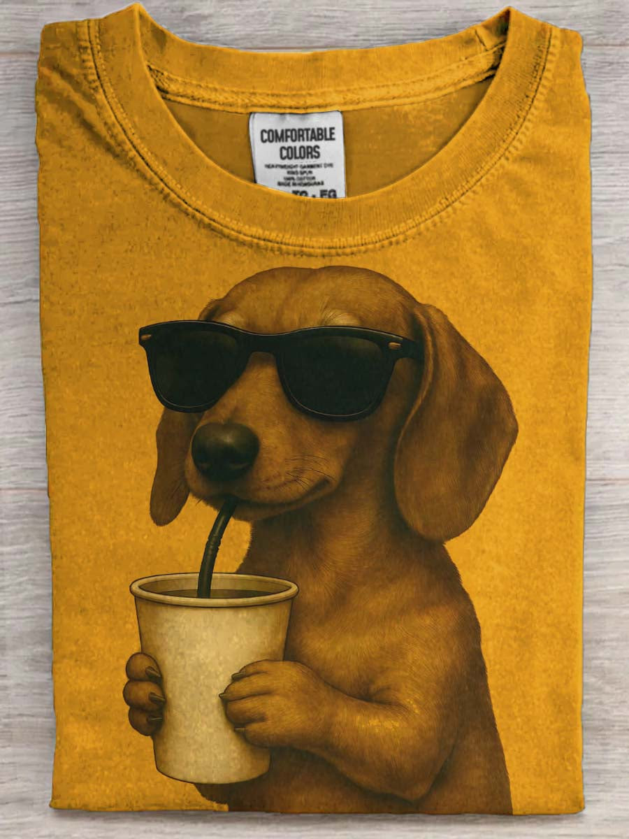Cool Dog Print Casual Short-Sleeve T-Shirt