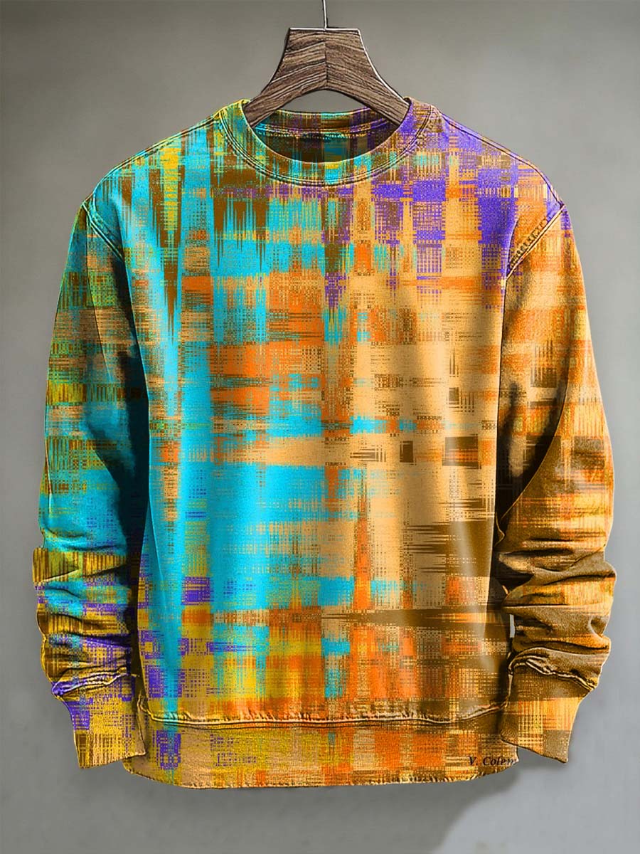 Abstract Digital Art Print Casual Crewneck Sweatshirt