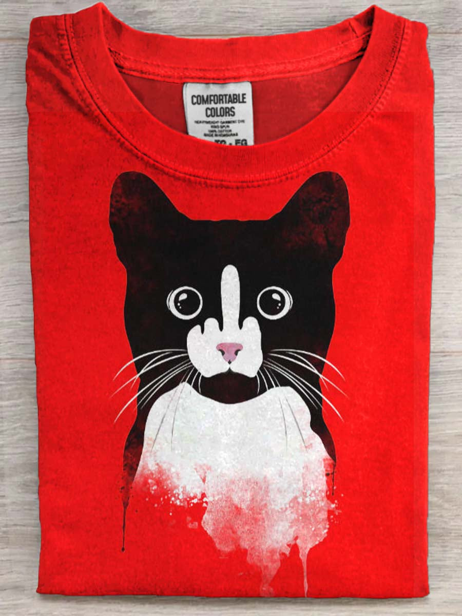 Funny Cat Print Casual Short-Sleeve T-Shirt