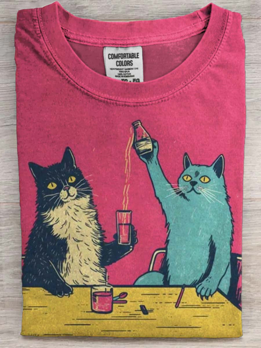 Funny Cat Print Casual Short-Sleeve T-Shirt