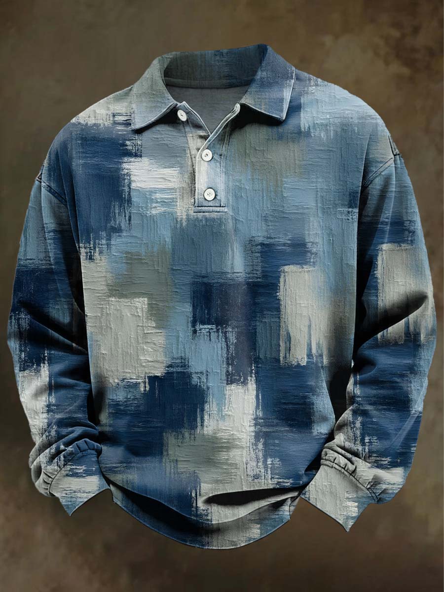 Abstract Geometric Print Casual Abstract Polo Shirt