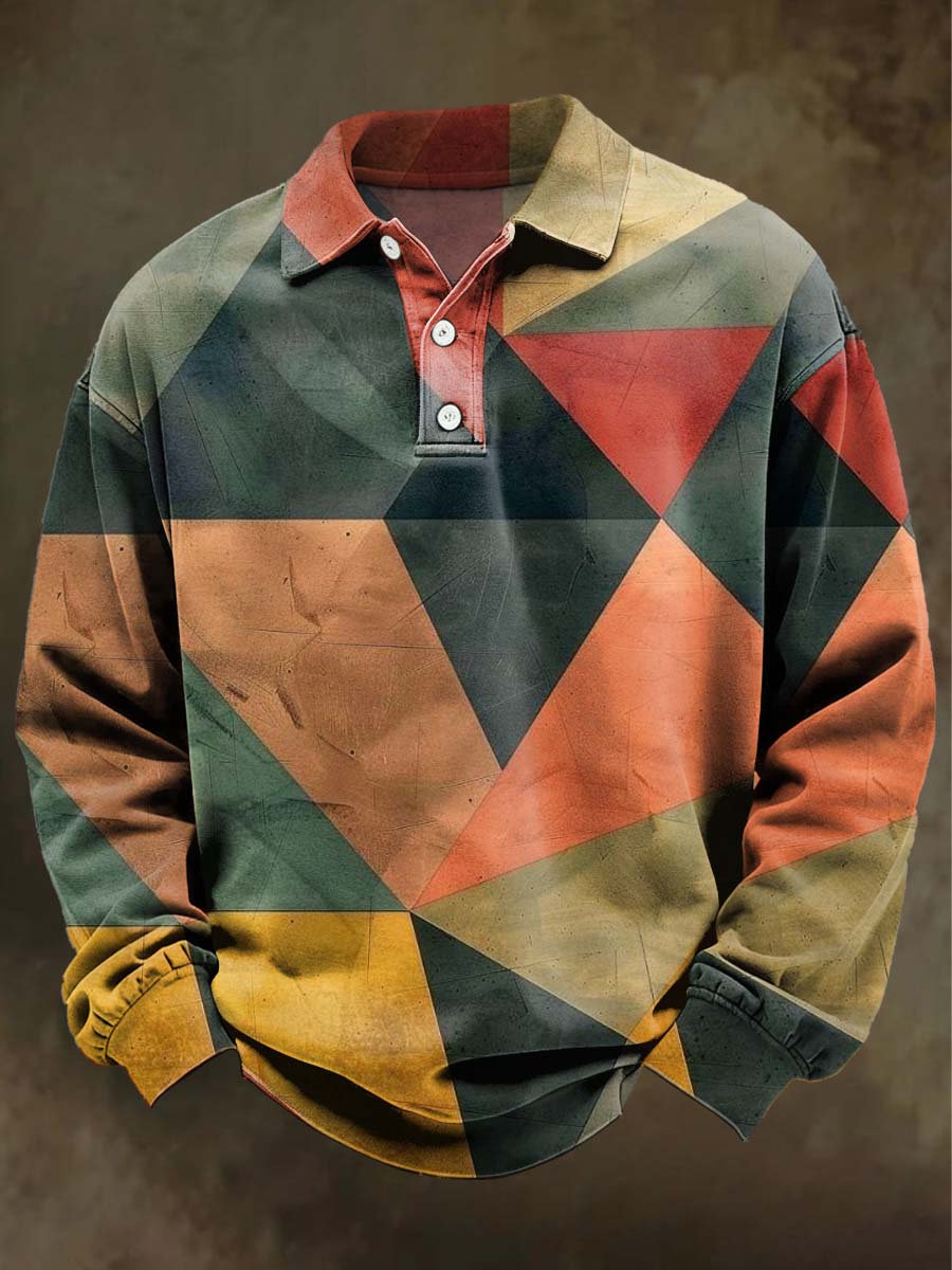 Abstract Geometric Print Casual Abstract Polo Shirt