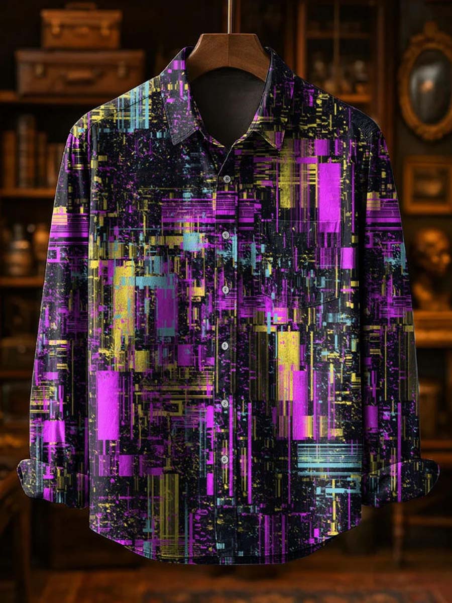Irregular Geometric Print Casual Long-Sleeve Shirt