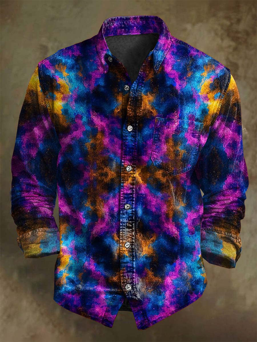 Abstract Psychedelic Pattern Print Casual Long-Sleeve Shirt