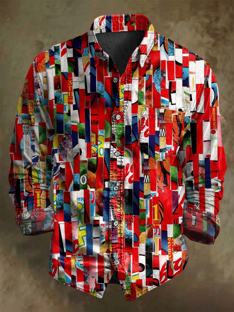 Abstract Doodle Irregular Stripe Print Casual Long-Sleeve Shirt