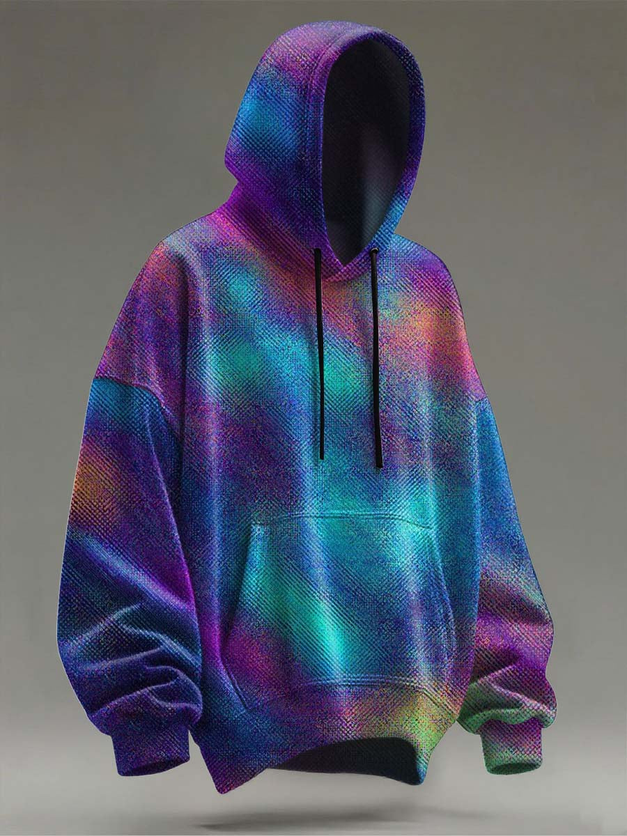 Abstract Gradient Print Casual Hooded Sweatshirt
