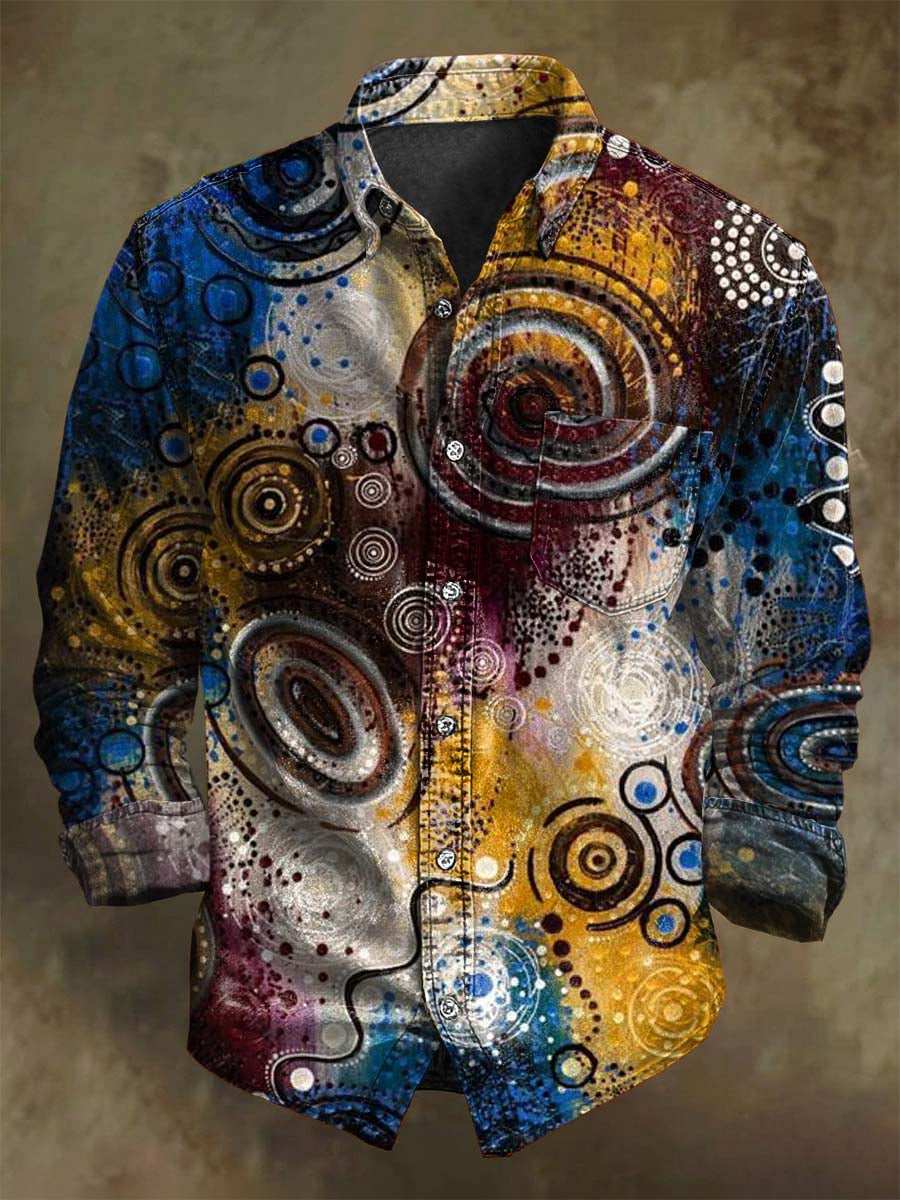 Abstract Gradient Art Circle Print Casual Long-Sleeve Shirt