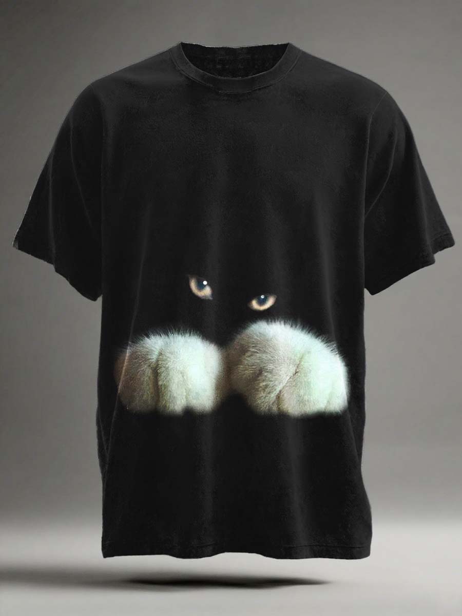 Abstract Cat-Eye Print Casual Short-Sleeve T-Shirt