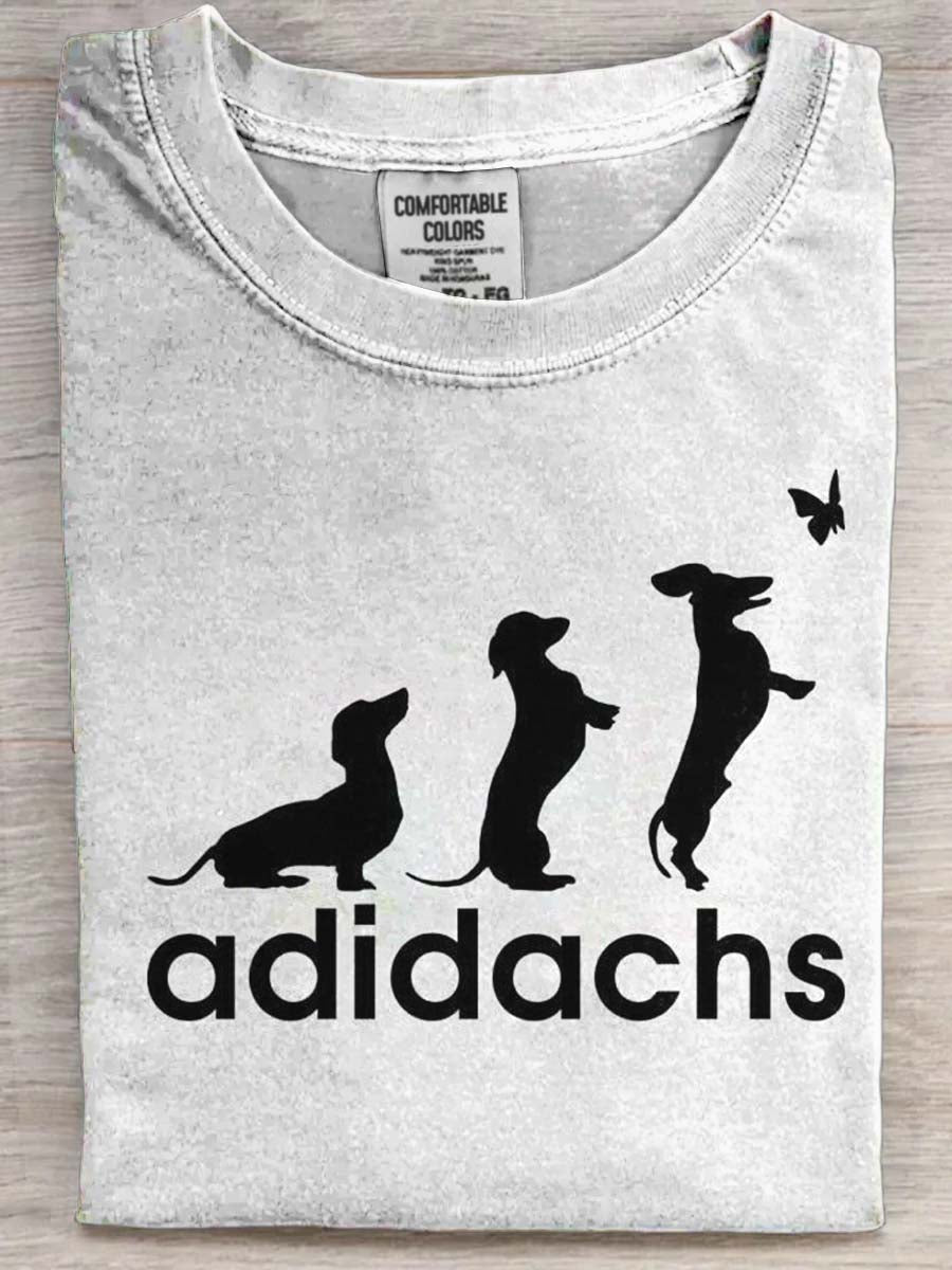 Dachshund Parody Print Casual Short-Sleeve T-Shirt
