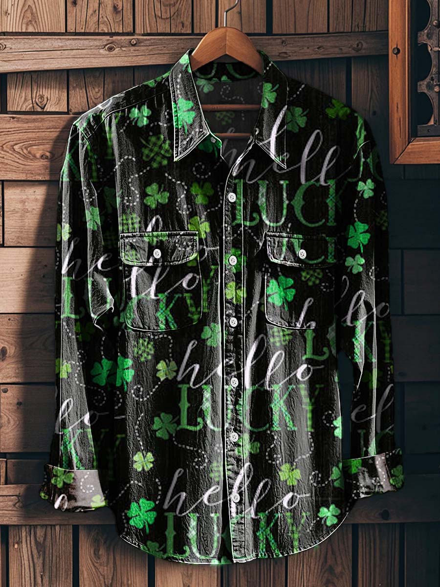 St. Patrick's Day Letter Print Casual Long-Sleeve Shirt