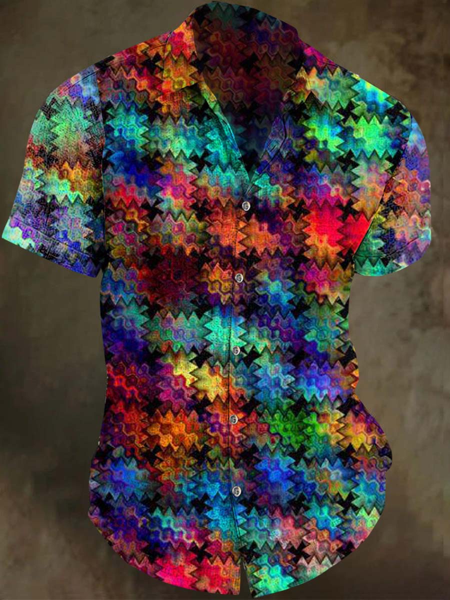 Triangle All-Over Print Casual Short-Sleeve Shirt