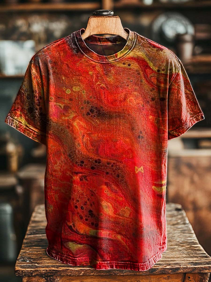 Fluid Magma Print Casual Short-Sleeve T-Shirt