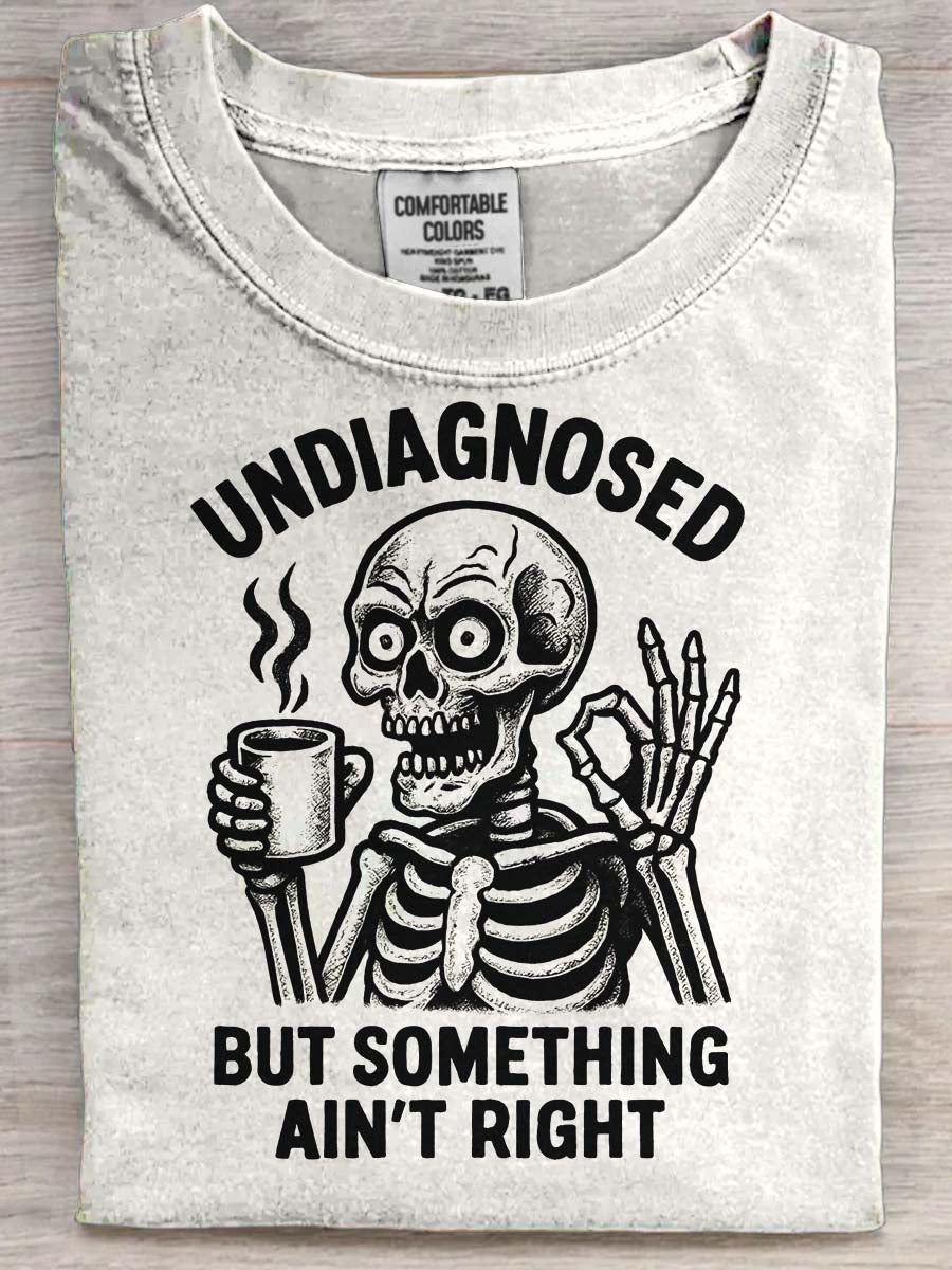 Undiagnosed Skull Print Casual Short-Sleeve T-Shirt