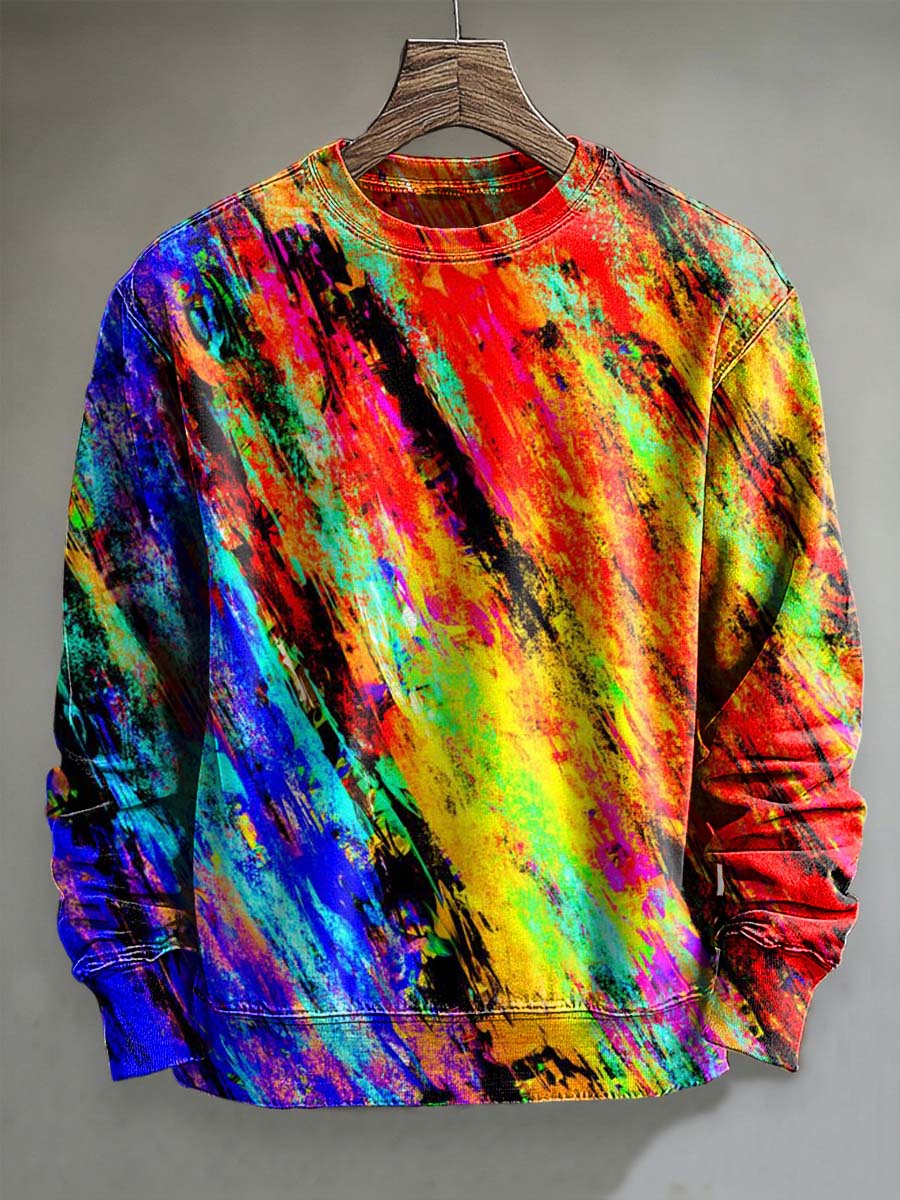 Rainbow Splash Print Casual Sweatshirt