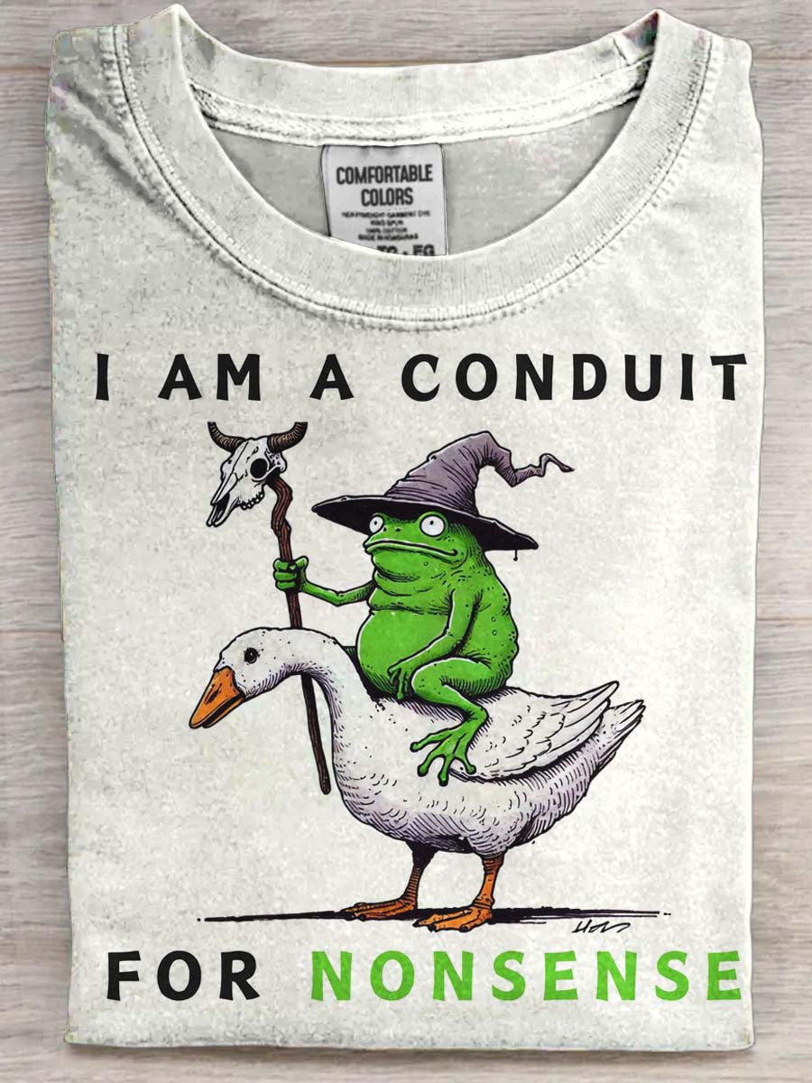 Wizard Frog Print Casual Short-Sleeve T-Shirt