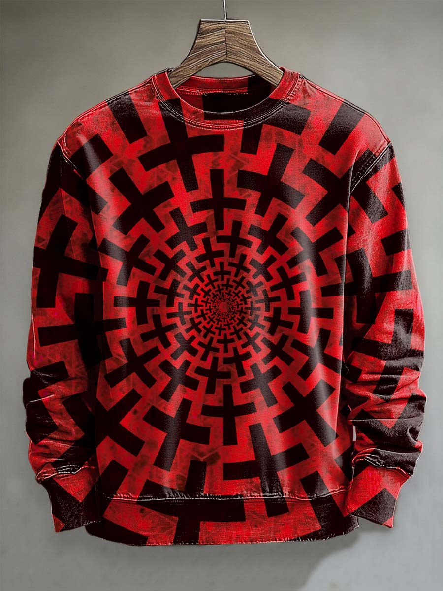 Psychedelic Spiral Print Casual Crewneck Sweatshirt