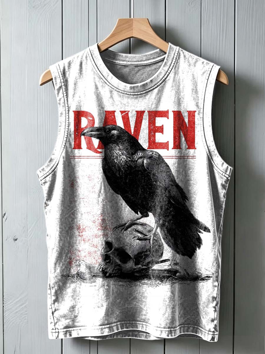 Dark Raven Skull Print Casual Vest Top