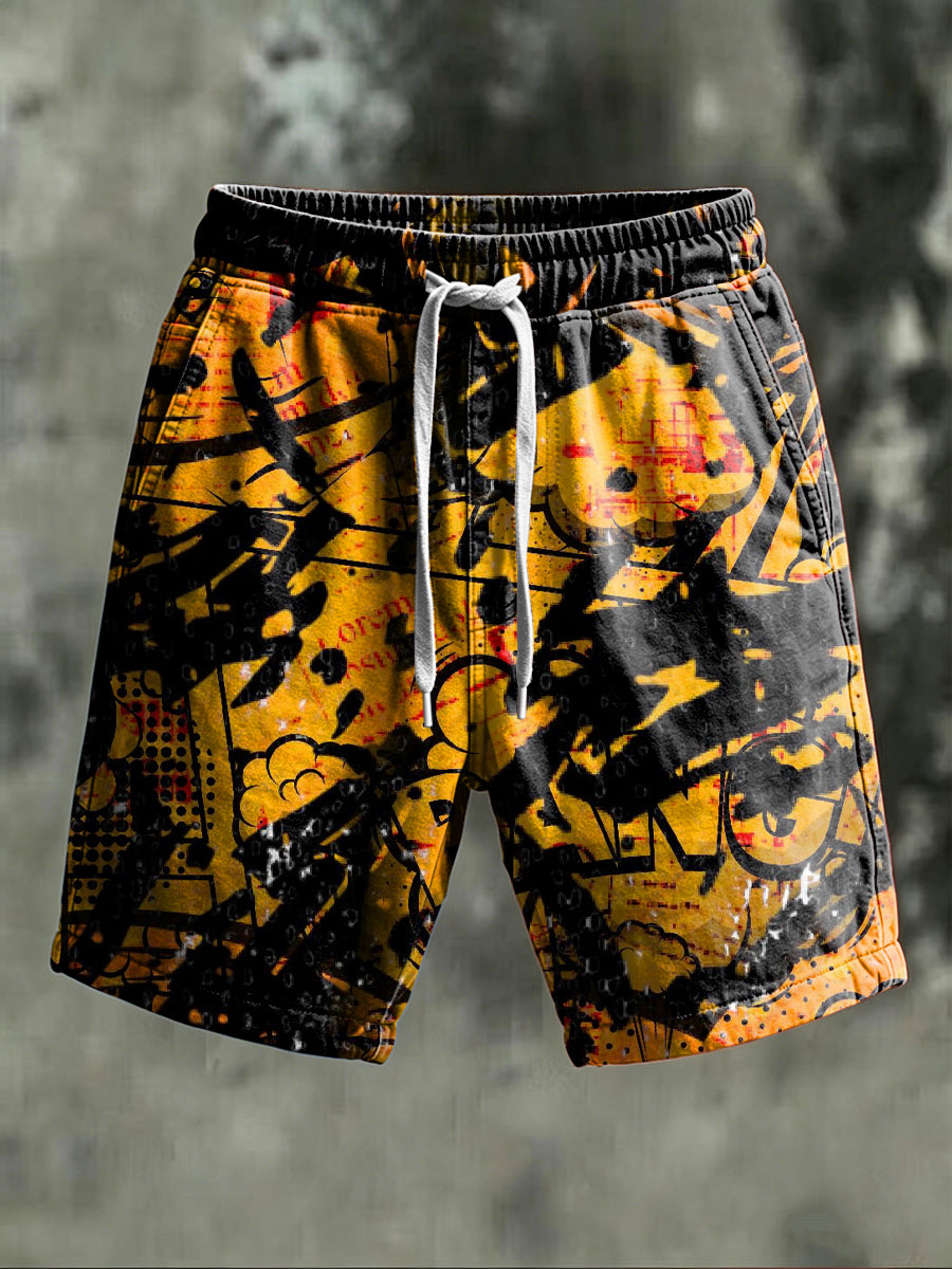 Street Graffiti Print Casual Shorts