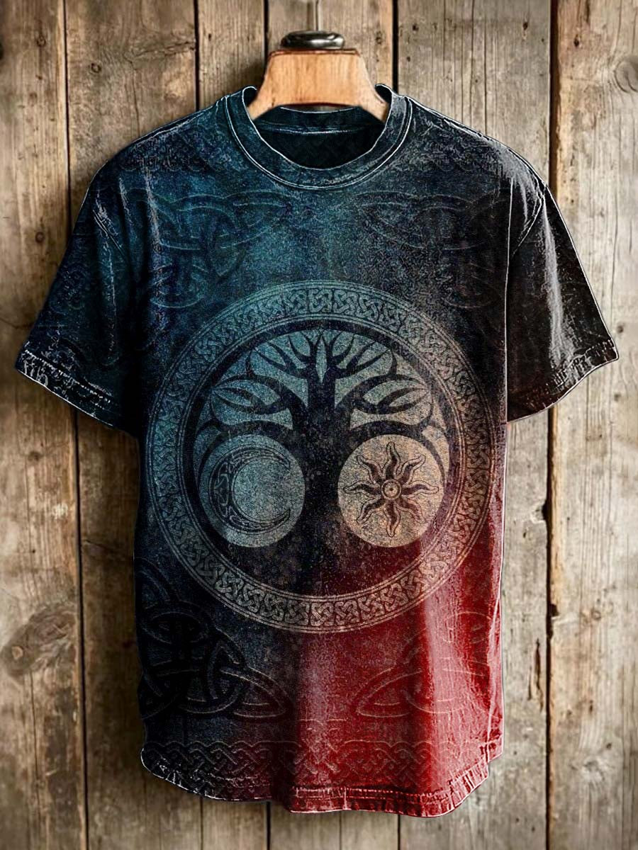 Retro Tree of Life Print Casual Short-Sleeve T-Shirt