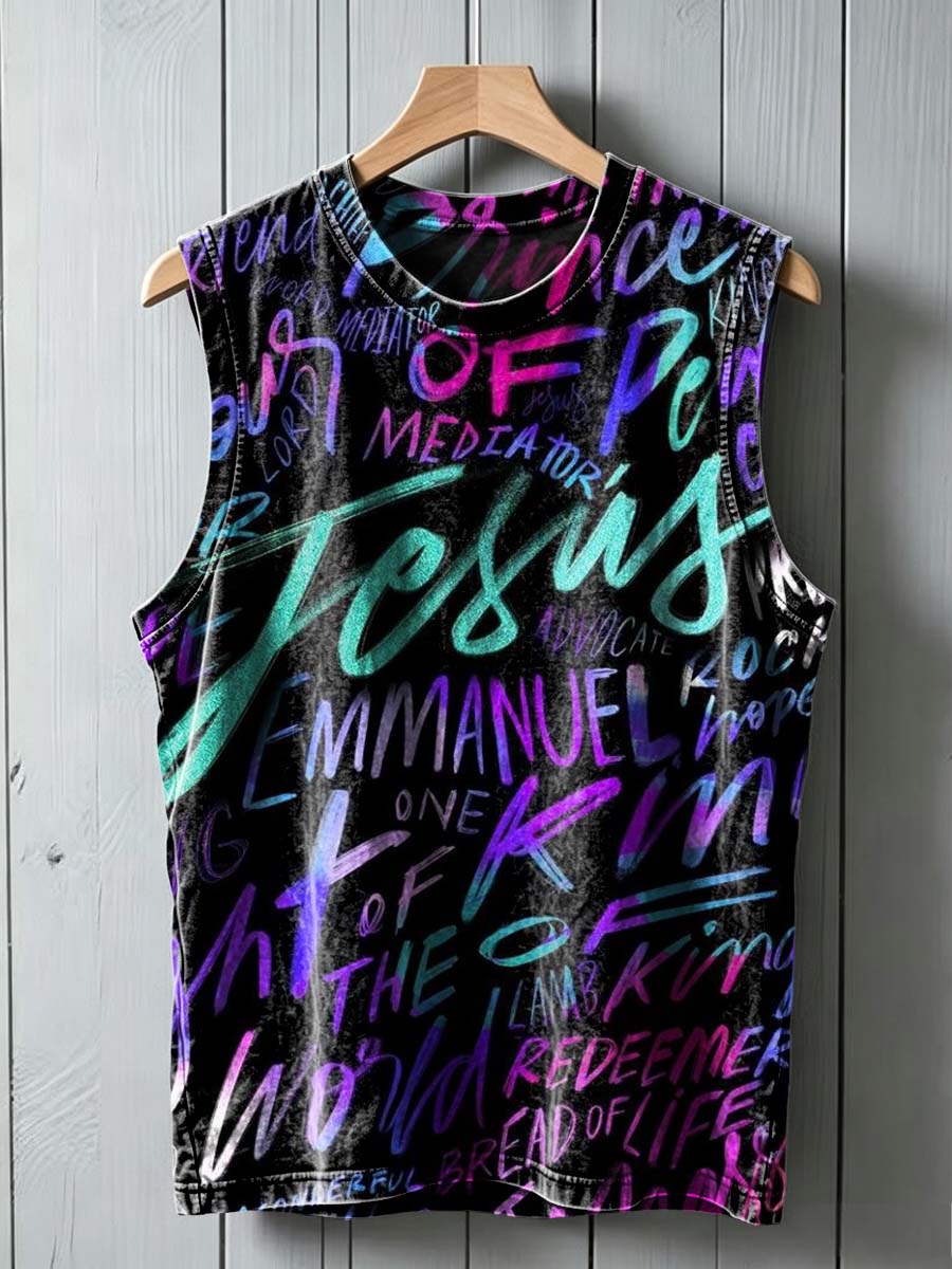 Neon Graffiti Faith Print Casual Vest Top