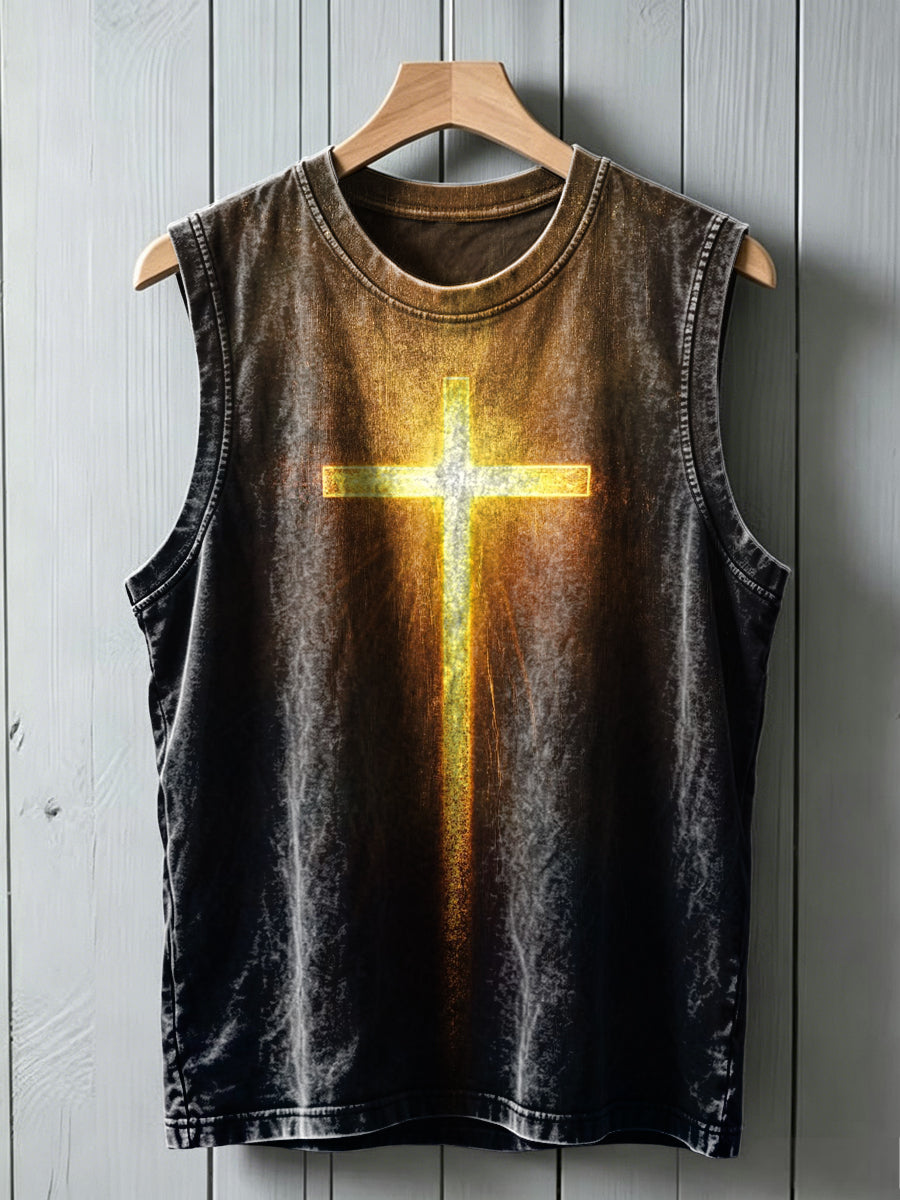Holy Light Cross Print Casual Vest Top