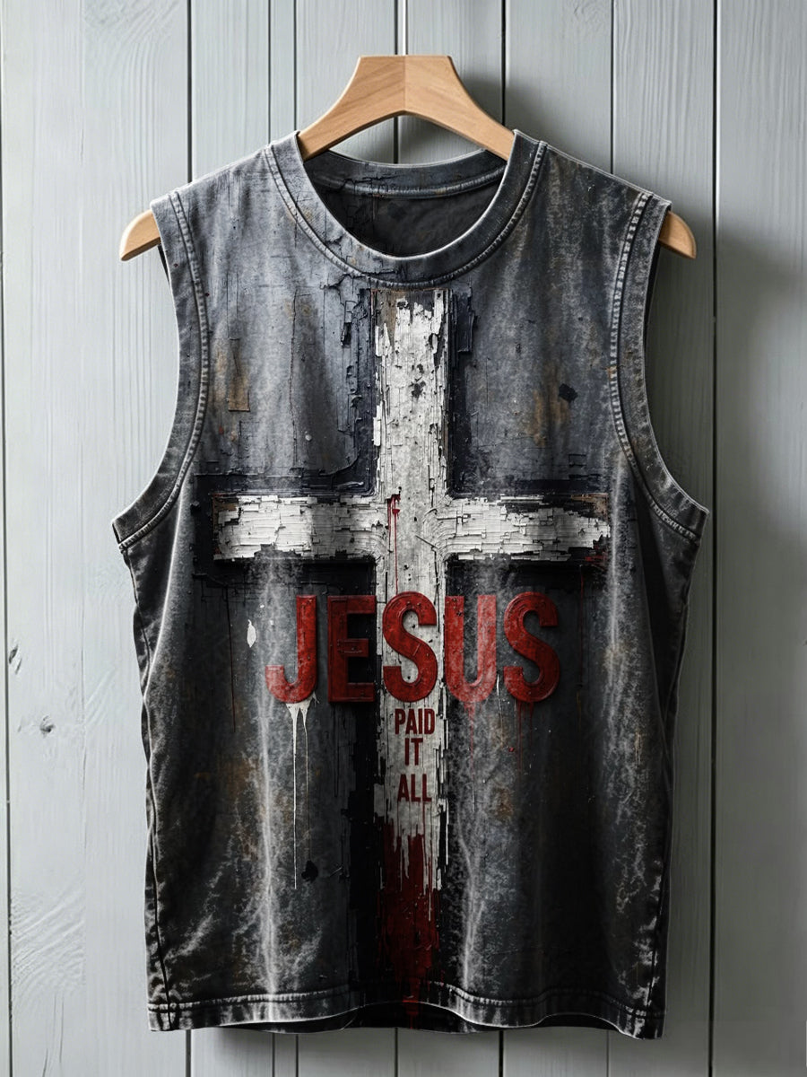 Broken Cross Print Casual Vest Top