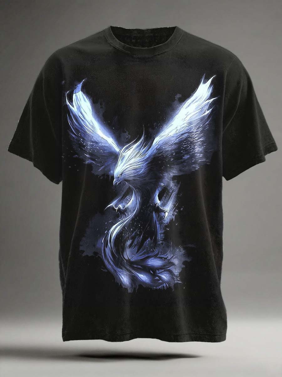 Ice Phoenix Print Casual Short-Sleeve T-Shirt
