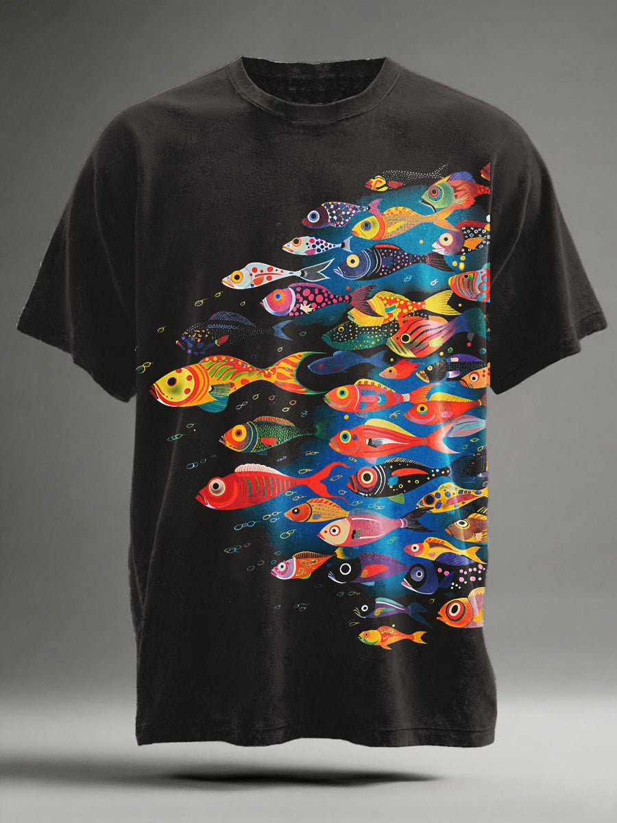 Tropical Fish Print Casual Short-Sleeve T-Shirt