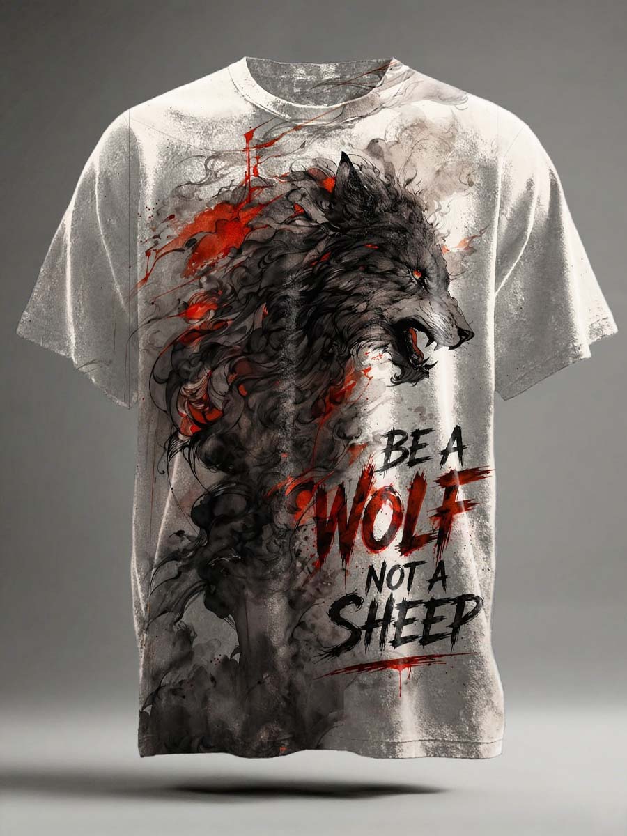 "Be a Wolf, Not a Sheep" Printed Casual Short-Sleeve T-Shirt