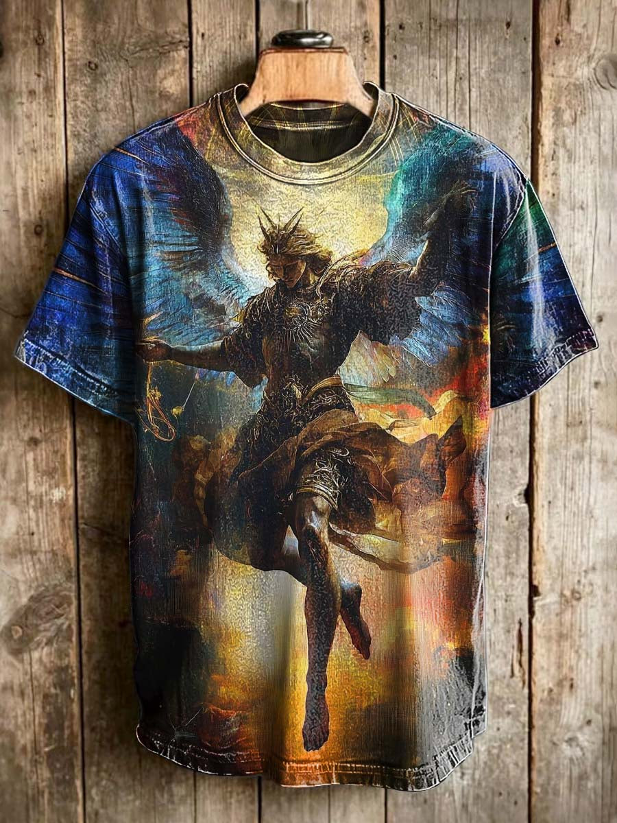 Battle Angel Print Casual Short-Sleeve T-Shirt