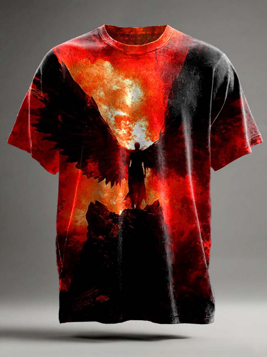 "Crimson Angel" Printed Casual Short-Sleeve T-Shirt