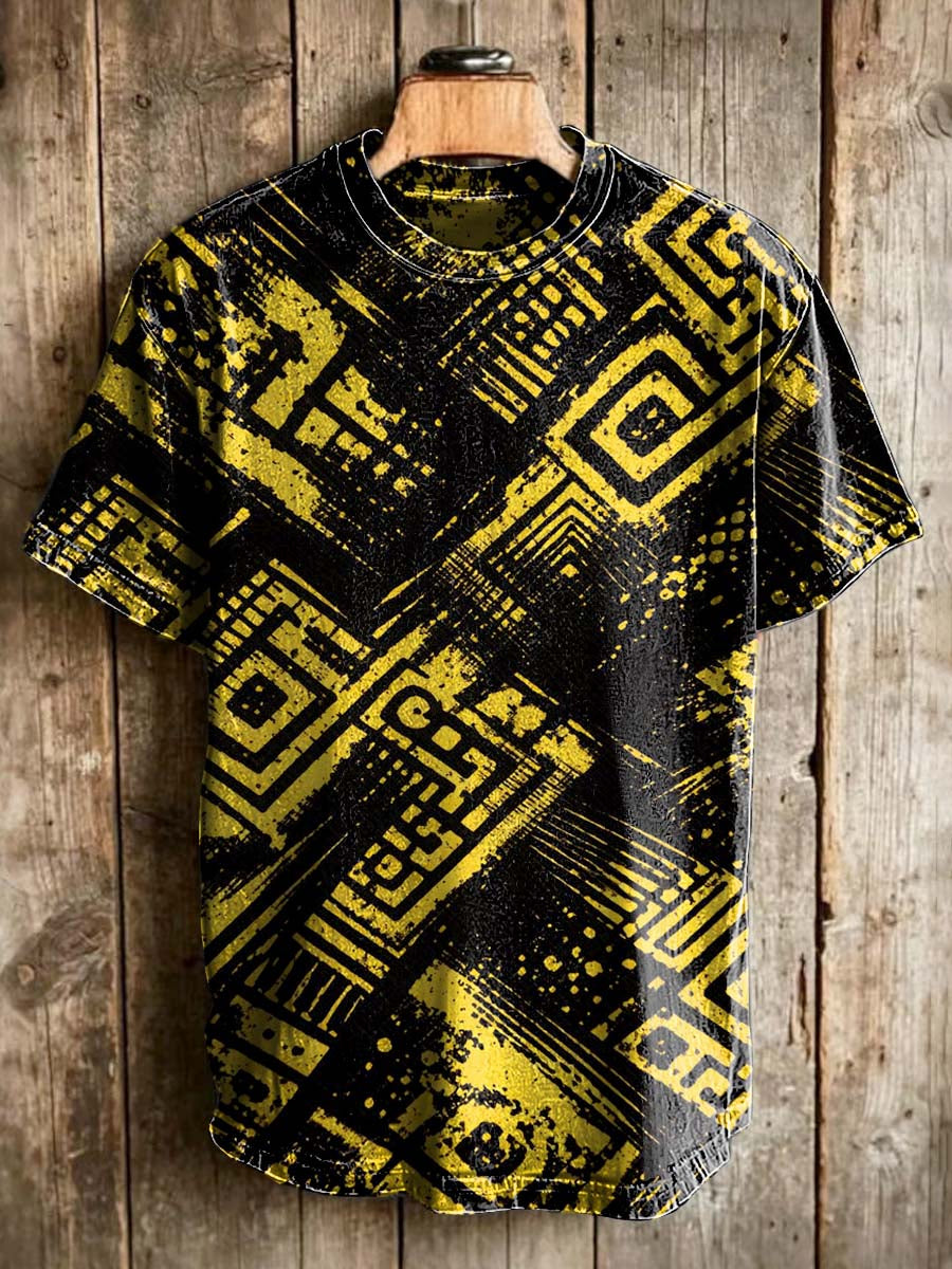 Tribal Geometric Print Casual Short-Sleeve T-Shirt