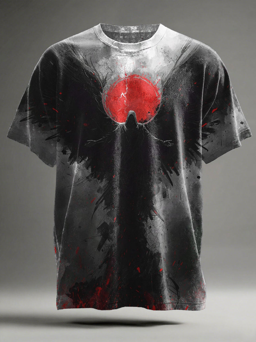 Blood Moon Angel: Printed Casual Short-Sleeve T-Shirt