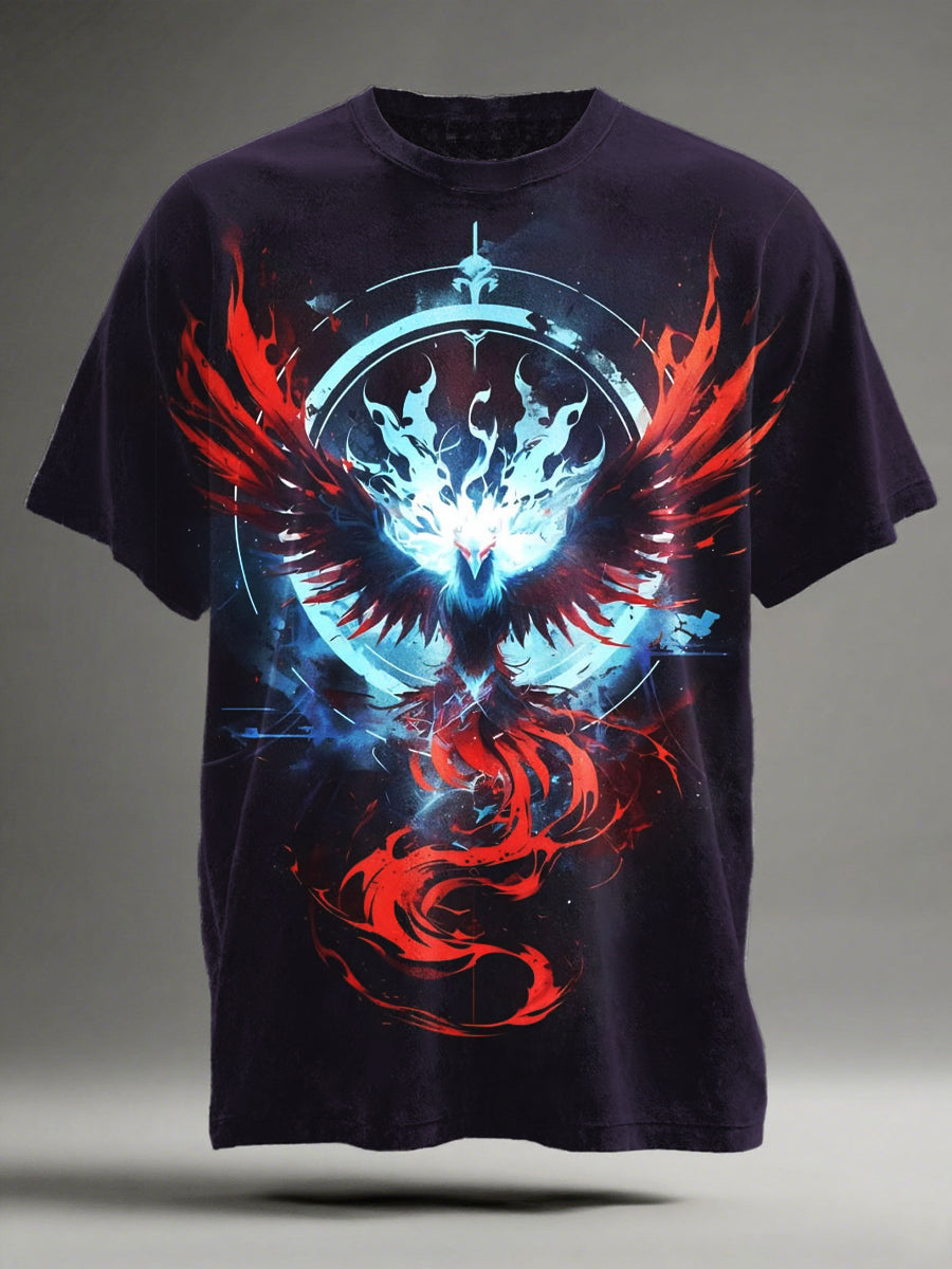 Ice & Fire Phoenix Printed Casual Short-Sleeve T-Shirt
